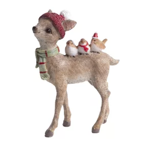   POLIREZIN ŐZ, ÁLLÓ, MIKULÁS SAPIBAN, SÁLLAL, ÁLLATKÁK A HÁTON