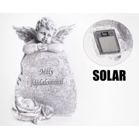   POLIREZIN SOLAR ANGYAL SZIKLÁN, MÉLY FÁJDALOMMAL FELIRAT, SZÜRKE