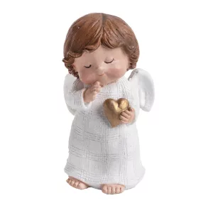 POLIREZIN ANGYAL, ARANY SZÍVVEL, FEHÉR RUHÁBAN