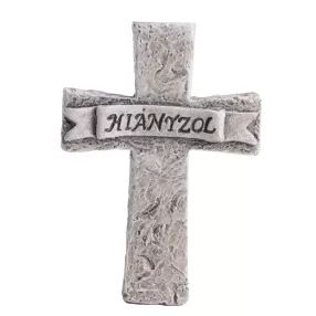 POLIREZIN KERESZT, HIÁNYZOL FELIRATTAL, SZÜRKE
