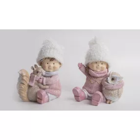 POLIREZIN TÉLIGYEREKEK, ÁLLATOKKAL, RÓZSASZÍN FEHÉR,