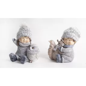 POLIREZIN TÉLIGYEREKEK, ÁLLATOKKAL, SZÜRKE FEHÉR,