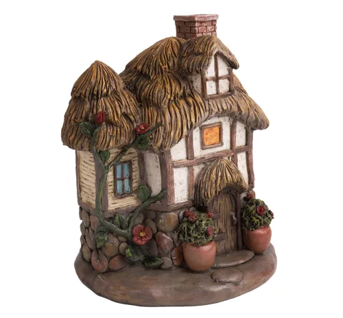 POLIREZIN HÁZ, VIRÁGCSERÉPPEL, BARNA