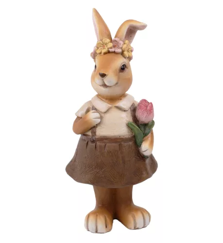 POLIREZIN NYÚL, SZOKNYÁBAN, TULIPÁNNAL, BARNA