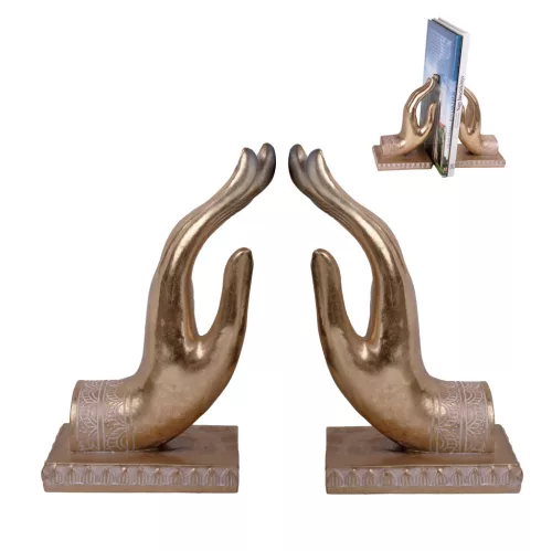 POLIREZIN KÉZ, KÖNYVTÁMASZ, 2 DARABOS SZETT, ARANY