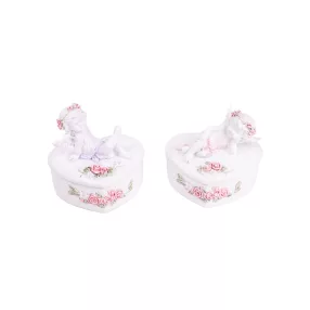   POLIREZIN BONBONIER, ANGYALOS, RÓZSÁVAL, FEHÉR RÓZSASZÍN