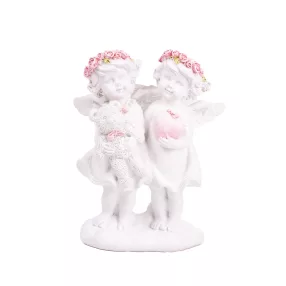 POLIREZIN ANGYALOK, MEDVÉVEL, SZÍVVEL, FEHÉR RÓZSASZÍN