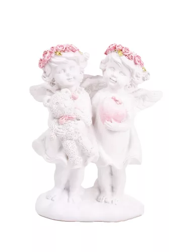 POLIREZIN ANGYALOK, MEDVÉVEL, SZÍVVEL, FEHÉR RÓZSASZÍN