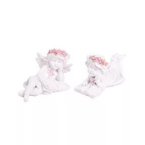 POLIREZIN ANGYAL, KÖNYÖKLŐ, KÖNYVVEL, FEHÉR RÓZSASZÍN