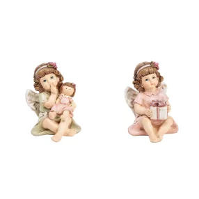   POLIREZIN ANGYAL, AJÁNDÉK DOBOZZAL, BABÁVAL, RÓZSASZÍN ZÖLD