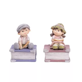 POLIREZIN GYEREK, KÖNYVVEL, LILA RÓZSASZÍN