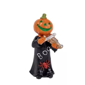   POLIREZIN HALLOWEEN TÖK, FEKETE RUHÁBAN, HEGEDŰVEL, FEKETE NARANCSSÁRGA