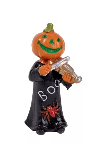 POLIREZIN HALLOWEEN TÖK, FEKETE RUHÁBAN, HEGEDŰVEL, FEKETE NARANCSSÁRGA