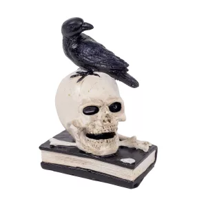 POLIREZIN KOPONYA, KÖNYVVEL ÉS HOLLÓVAL, FEHÉR FEKETE