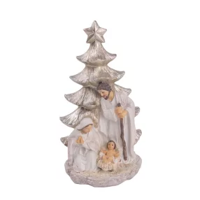 POLIREUIN SZENT CSALÁD, FENYŐFA ELŐTT, FEHÉR ÉS ARANY