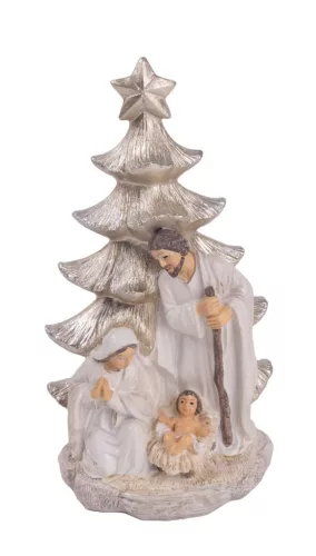 POLIREUIN SZENT CSALÁD, FENYŐFA ELŐTT, FEHÉR ÉS ARANY