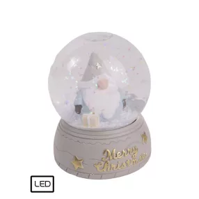   POLIREZIN HAVAZÓ GÖMB, MIKULÁS FENYŐFÁVAL, BARNA, MERRY CHRISTMAS FELIRAT