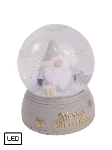 POLIREZIN HAVAZÓ GÖMB, MIKULÁS FENYŐFÁVAL, BARNA, MERRY CHRISTMAS FELIRAT