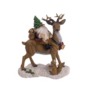 POLIREZIN SZARVASON MIKULÁS, FENYŐFA SAPKÁBAN, BARNA