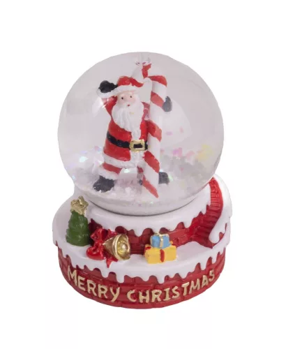 POLIREZIN HAVAZÓ GÖMB, MIKULÁS CUKORKA BOTTAL, MERRY CHRISTMAS FELIRAT, PIROS ÉS FEHÉR