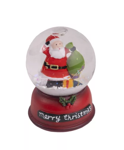 POLIREZIN HAVAZÓ GÖMB, MIKULÁS ZSÁKKAL, MERRY CHRISTMAS FELIRAT, PIROS