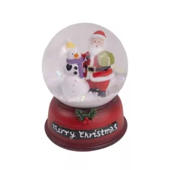   POLIREZIN HAVAZÓ GÖMB, MIKULÁS HÓEMBERREL, MERRY CHRISTMAS FELIRAT, PIROS