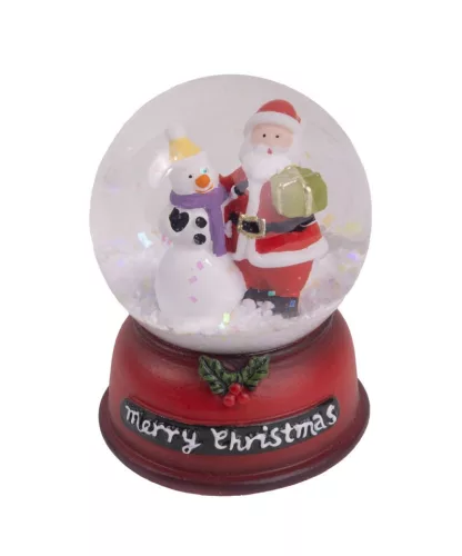 POLIREZIN HAVAZÓ GÖMB, MIKULÁS HÓEMBERREL, MERRY CHRISTMAS FELIRAT, PIROS