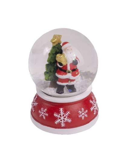 POLIREZIN HAVAZÓ GÖMB, MIKULÁS FENYŐFÁVAL, PIROS ÉS FEHÉR