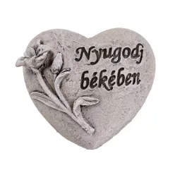   POLIREZIN SZÍV, RÓZSÁVAL, NYUGODJ BÉKÉBEN FELIRAT, SZÜRKE
