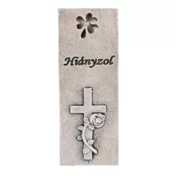   POLIREZIN TÁBLA, RÓZSA KERESZTEN, HIÁNYZOL FELIRAT, SZÜRKE