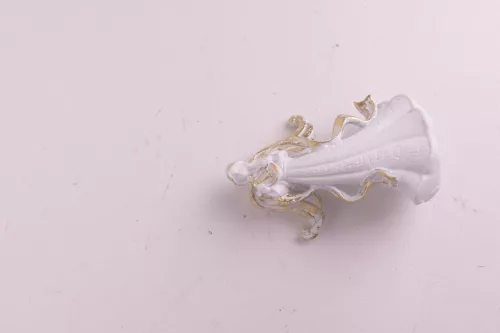 POLIREZIN ANGYAL ÁLLÓ, HÁRFÁVAL, FEHÉR ÉS ARANY