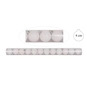   KARÁCSONYI DÍSZ, GÖMB, SZETTBEN, PVC DOBOZBAN, 12 DARABOS, FEHÉR