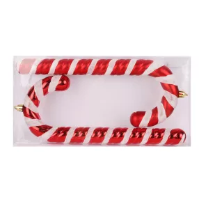   KARÁCSONYI DÍSZ, SÉTAPÁLCA, SZETTBEN, PVC DOBOZBAN, 2 DARABOS, PIROS