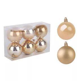   KARÁCSONYI DÍSZ, GÖMB, SZETTBEN, PVC DOBOZBAN, 6DARABOS, ARANY