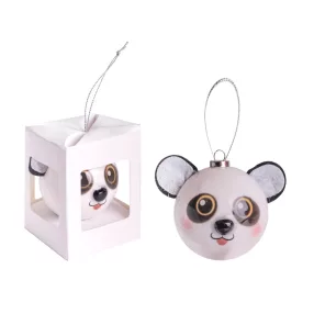 DEKOR KARÁCSONYI GÖMB DÍSZDOBOZBAN, PANDA FIÚ FEJ