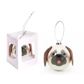 DEKOR KARÁCSONYI GÖMB DÍSZDOBOZBAN, MOPS FEJ