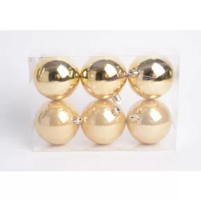   KARÁCSONYI DÍSZ, GÖMB, SZETTBEN, PVC DOBOZBAN, 6DARABOS, ARANY