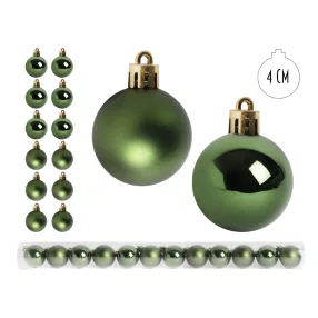   KARÁCSONYI DÍSZ GÖMB, SZETTBEN, PVC DOBOZBAN, 12 DARABOS, SÖTÉTZÖLD