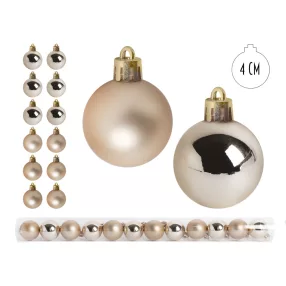   KARÁCSONYI DÍSZ GÖMB, SZETTBEN, PVC DOBOZBAN, 12 DARABOS, KRÉM SILVER