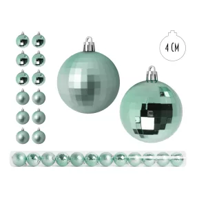   KARÁCSONYI DÍSZ, DISCOGÖMB, SZETTBEN, PVC DOBOZBAN, 12 DARABOS, TÜRKIZ
