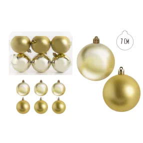   KARÁCSONYI DÍSZ  GÖMB, SZETTBEN, PVC DOBOZBAN, 6DBOS, ARANYSÁRGA