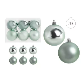   KARÁCSONYI DÍSZ  GÖMB, SZETTBEN, PVC DOBOZBAN, 6DBOS, TÜRKIZ