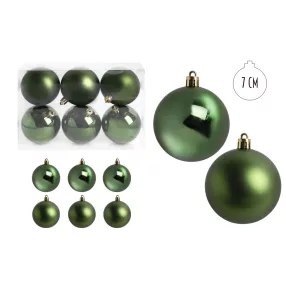   KARÁCSONYI DÍSZ  GÖMB, SZETTBEN, PVC DOBOZBAN, 6DBOS, SÖTÉTZÖLD
