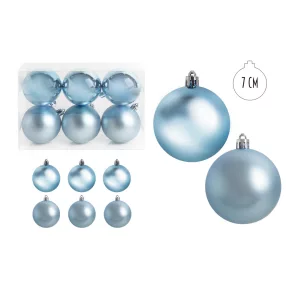   KARÁCSONYI DÍSZ  GÖMB, SZETTBEN, PVC DOBOZBAN, 6DBOS, AZÚRKÉK