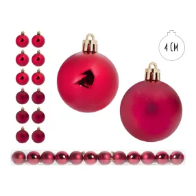   KARÁCSONYI DÍSZ GÖMB, SZETTBEN, PVC DOBOZBAN, 12 DARABOS, PIROS