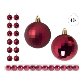   KARÁCSONYI DÍSZ, DISCOGÖMB, SZETTBEN, PVC DOBOZBAN, 12 DARABOS, PIROS