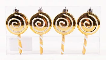 KARÁCSONYFA DÍSZ, AKASZTÓS, NYALÓKA, SZETTBEN, 4 DARABOS, GLITTERES, ARANY ÉS FEHÉR