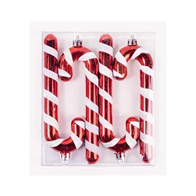   KARÁCSONYFA DÍSZ, AKASZTÓS, BOT, SZETTBEN, 4 DARABOS, GLITTERES, PIROS ÉS FEHÉR