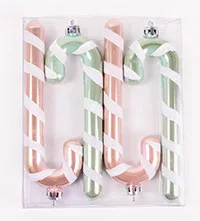 KARÁCSONYFA DÍSZ, AKASZTÓS, BOT, SZETTBEN, 4 DARABOS, GLITTERES, RÓZSASZÍN ÉS TÜRKIZ