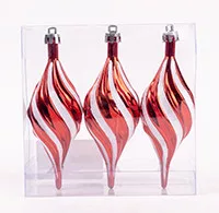 KARÁCSONYFA DÍSZ, AKASZTÓS, CSEPP, SZETTBEN, 3 DARABOS, GLITTERES, PIROS ÉS FEHÉR